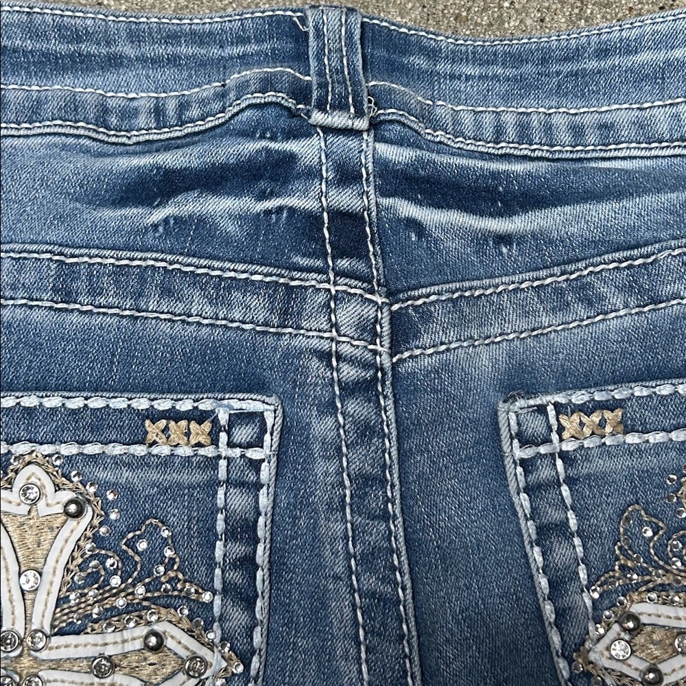 Legend Women's Flare Jeans in Classic Blue with Rhinestones - Picture 8 of 8